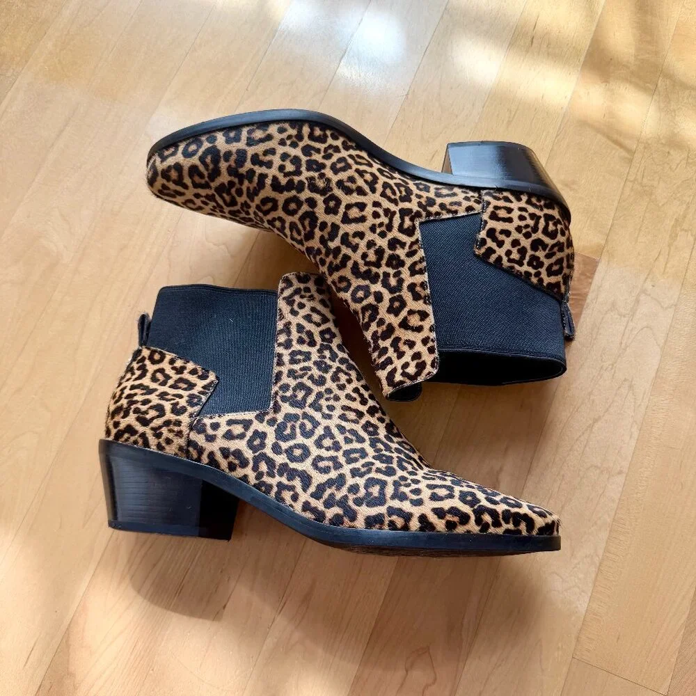 Cole Haan Gia Ankle Boots in Leopard Calf Hair Size 8.5